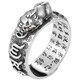 Bjyl Fortune-Telling Pixiu Ring Männer trendy Glücksperlenring Retro Mode Sechs-Charakter-Mantra-Ring-Einzelschwanzring Öffnen Pixiu Ring Silber