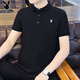 Playboy (PLAYBOY) T-shirt men's short-sleeved summer men's polo shirt lapel business casual top high-end men's clothing black XL