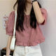 Muyiming (Muyiming) Summer Nueva camisa de manga corta de 2025 rufa para mujeres con cintura alta puede ser salado o dulce jengibre 701 m 95-105Jin [Jin equivale a 0.5 kg]