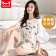 Catman Miiow Integrierte Pyjamas mit Brustpolstern für den Sommer-Kurzärärmel-Kurzmännchen für Frauen im koreanischen Stil für die Kleidung im Freien für die Kurzärmel-Shorts für Frauen mit Brustpads: YW-1512 2XL empfohlen [130-140jin [Jin gleich 0,5 kg]]]