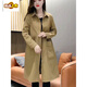 Chujing Casual Temperament Mid-Length Windbreaker Women's 2025 New Korean Style Loose Fashionable Western Style Versatile Thin Jacket + Black + New Spring and Autumn Windbreaker M Recommended Weight 95-120 Jin Jin is equal to 0.5 kg