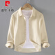 Pierre Cardin Camiseta de pana de otoño Camiseta Holga larga para hombres Capacidad japonesa de algodón japonés Retro Camisa de algodón Gray [9717] M