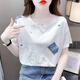 ZHIDOUDOU女士短袖女时尚一点夏装新款百搭宽松印花设计体恤时尚洋气上 5012#粉色字母 S  适合80-99斤