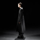 Illusionist 2025 spring new original design embroidered long windbreaker loose silhouette drape men's jacket black M