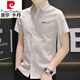 Pierre cardin pure cotton shirt men's short-sleeved thin casual and handsome Korean style slim trendy half-sleeved shirt summer men's shirt 846 green + 845 khaki 4XL