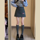 Miao Yijia Skirt Winter Skirt Women's Woolen Gray Short Skirt A-Line Skirt 2025 New Women's Hip Skirt Winter Skirt Gray Woolen Skirt L Recommendation 105-115Jin Jin equals 0.5 kg