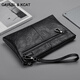 CavlslKcat men's handbag soft cowhide clutch men's business casual clip bag large capacity envelope bag simple fashion handbag black large size 9.7 inch 29*19*2cm