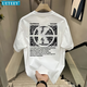 
UETEEY Hong Kong style short-sleeved men summer loose American T-shirt for boys new fashion brand trendy men couple half-sleeved V761 white 4XL