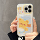迩舟适用iphone16手机壳创意卡包壳苹果16pro卡通可爱黄油小熊编织挂绳防摔大孔苹果16promax保护套 大孔透明卡包-黄油小熊+白圈黄挂绳 苹果 16