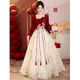 Seidler toast dress bride 2025 new long-sleeved French engagement wedding banquet high-end temperament spring and summer dress for women burgundy one size fits all customization does not support returns and exchanges