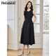 Vestido Pincai (Pincai) con temperamento femenino Vestido negro de Hong Kong con cuello redondo sin mangas, falda larga P52Q014
