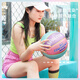 Spalding (SPALDING) basketball girls' special pink fancy student sends girlfriends outdoor competition wear-resistant No. 7 6 training blue ball slippers [pink sweet and cute macaron] 76-897Y (send all No. 7 basketball (standard ball)