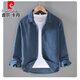 Pierre Cardin Camiseta de pana de otoño Camiseta Holga larga para hombres Capacidad japonesa de algodón japonés Retro Camisa de algodón Gray [9717] M
