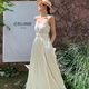 Miao Yijia white dress women's skirt summer 2025 new high-end French dress seaside vacation style beach long skirt French retro V-neck suspender dress M [Suggested 110-125Jin [Jin equals 0.5 kg]]