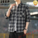 Jeep Spirit Retro a cuadros Retro Camisa de manga larga para hombres y mujeres Primavera y otoño 2025 Nuevo trabajo de trabajo coreano de la camisa tendencia K12109 Caki M