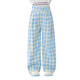 
Yoyo one (Yoyo one) girls blue plaid pants early spring wide-leg pants 2025 new children girls pants spring outfit fashionable casual straight two-piece set [15266 plaid +19627 T-shirt] 110 110cm