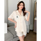 Fhhuabd-Pyjamas für Frauen im Sommer dünne kühle Eis Seide Kurzärmele Ins Stil hochwertiger Liebe Lace Girl Home Clothing Set WLW-9221 Silky Stoff M Empfohlen 80-100jin [Jin gleich 0,5 kg]