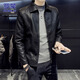 ROMON leather jacket men's spring casual jacket men's versatile trendy tops men's clothing black XL
