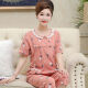Mu fengqing pijama de madre de mediana edad para mujeres en verano algodón puro pantalones recortados de manga corta más grasa más ropa de gran tamaño para el hogar de mediana edad T3937 XL (115-135Jin [Jin iguala 0.5 kg])