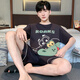 诗花巷美睡衣男夏季短袖卡通青少年男士夏天薄款加肥加大码家居服套装 短袖-xy1098 M  小码(高150-160 70-90斤)