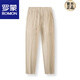 Romon Baumwolle und Leinenhosen für Männer gerade losen Sommer dünne elastische Taille weißer chinesischer Stil-Leinenhosen für Männer Khaki XL 120-140jin [Jin gleich 0,5 kg]