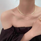 DL 1998 Fat Donglai same style 18k gold necklace snake bone chain K gold women's yellow l gold clavicle chain versatile simple gift for girls 18k gold flat snake bone necklace length 45 cm