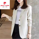 Pierre Cardin blazer women's 2026 spring and autumn new Korean style loose and versatile student mid-length top casual small suit for women apricot XL 131-145Jin Jin equals 0.5 kg