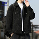 ROMON Jacket Men's Fashion Lapel Business Casual Jacket Top Men's Versatile Baseball Uniform Men's 1703 Black XL