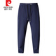 Pierre Cardin Harem Pantalons Men Lâche cordon intérieur Populaire Petit pieds Pantalons de carotte bleu caché Pantalons de sport élastique Pantalon décontracté Men Summer Black Thin Model M 100-115JIN [Jin est égal à 0,5 kg]