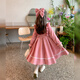 Annie Youer Girls Autumn and Winter Dress 2025 Western Style Children's Clothing Girls Princess Dress Children's Skirt Pink Velvet 100