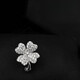 QUAMER zirconium exquisite four-leaf clover brooch men's and women's collar pin corsage clover pin suit sweater accessories bright silver