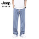 JEEP SPIRIT吉普天丝牛仔裤男2025夏季款宽松直筒休闲长裤潮牌男士冰丝阔腿裤 TMYC-1048-蓝色 M