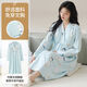 Reines Nachthemd mit Brustpolster neuer Frühlings- und Herbst Sommer langärmelige Kleidung für schwangere Frauen nach der Geburt und nach der Geburt Still- und Schwangerschafts-Pyjamas MNQ13062#RR One Size XXL-Code [140-160]