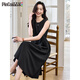 Vestido Pincai (Pincai) con temperamento femenino Vestido negro de Hong Kong con cuello redondo sin mangas, falda larga P52Q014
