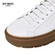 Tiefe Atemzug Tief Atem Frauenschuhe, vielseitige Kuhwahnsinnsschuhe, goldplattierte Logo Schnüre-up-Freizeitschuhe AX12121 Weiß 35