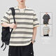 Kurentou High-End T-Shirt Herren kurzärmelig 2025 Sommer Neues runder Hals gestreift