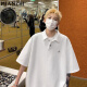 棉致高街凉感polo领重磅短袖T恤男夏季宽松薄款五分袖潮流半袖 854黑色【高品质】 3XL 160-180斤
