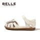 Belle Children's Shoes Summer Children's Sandals Girls Baotou Soft Soled Toddler Shoes Fashion Princess Shoes Baby Beige 29