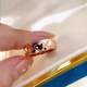 Fujiu customized 18K gold ring for women rose gold color gold rhombus wedding ring gold couple ring light luxury high-end ring for men fashion version - rose gold (beige gold) color width 1 US size 5 (Chinese size 10-11)
