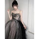 Baolian Black trägerloser französischer Abendkleid Klavierkunst Prüfung Dinner jährlich Sitzung Performance Chorus Pongsai Prinzessin Kleid schwarz m