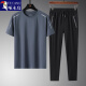 
Woodpecker (TUCANO) summer ice silk quick-drying short-sleeved T-shirt men's sports suit young middle-aged and elderly casual loose dad top t T8802 dark blue K719 [short-sleeved + trousers] 3XL (155-170Jin [Jin equals 0.5 kg])