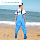 Children's water play one-piece waders kindergarten waterproof clothes for catching the sea children's rain boots men and women fishing rain pants beach children's sky blue overalls 24 shoes inner length 15cm