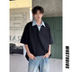 Camiseta de manga corta de la solapa de la camisa retro de OEMG para hombres de la marca de moda masculina de dos piezas Camiseta versátil de dos piezas DSA058-1-T288 GRIS XL [sugerido 135-150Jin [Jin iguala 0.5 kg]]]