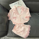 GTYUWVG PAJAMAS À MANDE COURT SUMBRE POUR FEMMES PURS ET MIGNE POTSA DOTS HAUT-valeur Internet Célébrité 2025 NOUVELLE CENSEMENT HOME YX-9214 XL 115-130JIN [Jin est égal à 0,5 kg]