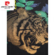 Pierre Cardin Mercerated Cotton Herren T-Shirt kurzärmelig runde Hals Tiger Kopfdruck Trendy Marke Frühling und Sommereis Seiden High-End-Top-Kleider 829# Black L 170