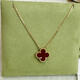 DRJEFUN high version four-leaf clover 18K gold rose gold gold necklace women's clavicle chain carnelian non-fading niche light luxury medium necklace rose gold powder ceramic with diamonds