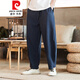 Pierre cardin Chinese style cotton and linen men's pants summer thin retro bloomers loose wide-leg trousers men's linen casual pants khaki XL [recommended weight 140-150 Jin [Jin equals 0.5 kg]]