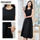 Vestido Pincai (Pincai) con temperamento femenino Vestido negro de Hong Kong con cuello redondo sin mangas, falda larga P52Q014