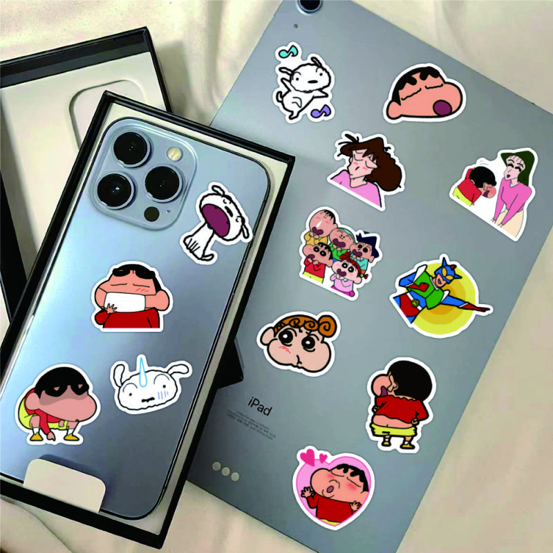 Cute crayon Xiaoxin waterproof stickers computer mobile phone tablet water cup decoration small pattern mobile phone case computer decoration stickers flower pot refrigerator glass cup stickers random 10 pictures
