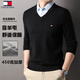 TOME BORNEK American Tommy Autumn and Winter Cardigan Men's Fake Two-Piece V-neck Sweater Warm Thickened Business Shirt Sweater Navy XL 115 (recommended 140-160Jin Jin equals 0.5 kg)